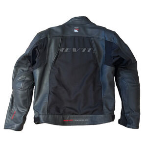 REV'IT Moto Mens Jacket 56 US 46 Black Leather Hybrid Mesh + 2 liners +armor